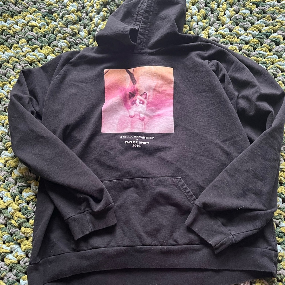 Taylor Swift Black Hoodie with Silver Logo Tag